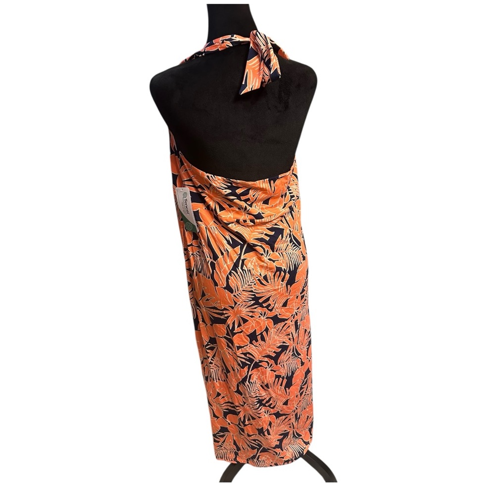 Lands’ End Halter Maxi Dress Women’s L NWT Tropical Floral Open Back Tencel - Picture 4 of 12